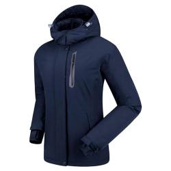 Ambayz Damen wasserdichte Wanderjacke Regenjacken Outdoor Funktionsjacke Full Zip mit Fleece-Futter, Winddichte Warmer Mantel Jacke mit Kapuze für Winterwandern Ski Sports Freizeitjacke von Ambayz