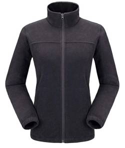 Damen Fleecejacke mit Top Durchgehendem Reißverschluss, Winddicht Stehkragen Fleece Jacke Sweatjacke, Microfleece Polyester, Antistatische Elektrizität Damenjacke für Wandern und Freizeit, Grau, S von Ambayz