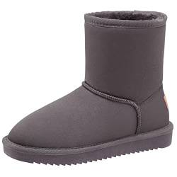 Damen Schneestiefel Winterstiefel Knöchelhohe Stiefeletten Schlupfstiefel Schuhe Winterschuhe Gefütterte Warm Stiefel Klassische Schneestiefel aus Veganem Wildlederimitat, Dunkelgrau,39 EU von Ambayz