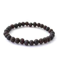 Amber Seven Baltischer Bernstein Armbänder | 14 Farben | 19 cm Größe dehnbar Unisex Armbänder | Rohbernstein-Armbänder | Perlen-Bernstein-Armband für Damen & Herren | handgefertigt (Raw Dark Cherry) von Amber Seven