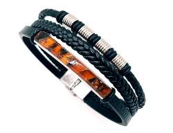 Ambermilana Leder Armband mit BALTISCHEN BERNSTEIN/Damen Herren Unisex Armband/Höchsten Qualität mit Zertifikat von Ambermilana
