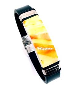 Ambermilana Leder Armband mit BALTISCHEN BERNSTEIN/Damen Herren Unisex Armband von Ambermilana