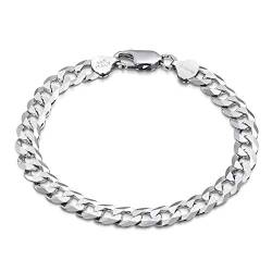 Amberta 925 Sterlingsilber Armbänder für Männer - 8 mm Armkette - Panzerkette Armband - Länge: 20.5 cm von Amberta