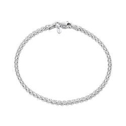 Amberta 925 Sterlingsilber Armkette - Bismarck Kette Armband - 2.2 mm Breite - Verschiedene Längen: 18 19 20 cm (19cm) von Amberta