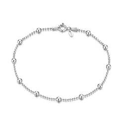 Amberta 925 Sterlingsilber Armkette - Diamantierte Kugelkette mit größeren Kugel Armband - 1.1 mm Breite - Verschiedene Längen: 18 19 20 cm (19cm) von Amberta