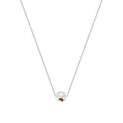 Amberta 925 Sterlingsilber Damen - Halskette mit Anhänger - Erbskette - Durchsichtiger Kugel mit Lumini Kristallen - 1 mm Breite - Länge von 45 bis 50 cm - Flexibel Verstellbar von Amberta