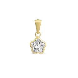 Amberta Allure Damen Anhänger aus 9K Gold mit Zirkonia: Blume von Amberta