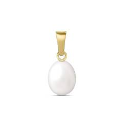 Amberta Allure Damen Anhänger mit Perle aus 9K Gold: Perlenanhänger ohne Kette in Gold - 8 bis 9 mm von Amberta