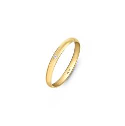 Amberta Allure Damen Hochzeits Ring mit Zirkonia aus 9K Gold: 2.5 mm Goldring bündig 9ct Größe 52,5 von Amberta