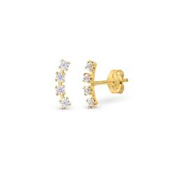 Amberta Allure Damen Kletterohrringe aus 9K Gelbgold: 9 Karat Gold Ear Climber mit 4 Steinen CZ von Amberta