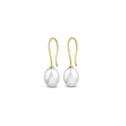 Amberta Allure Damen Ohrhänger mit Perle aus 9K Gold: 7 bin 8 Perle Ohrringe für Frauen von Amberta