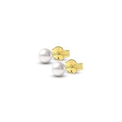 Amberta Allure Damen Ohrstecker mit Perle aus 9K Gold: 9-Karat Perle Ohrringe für Frauen - 4-4.5 mm von Amberta