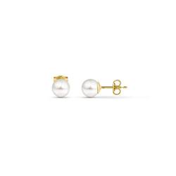 Amberta Allure Damen Ohrstecker mit Perle aus 9K Gold: 9-Karat Perle Ohrringe für Frauen - 6-6.5 mm von Amberta