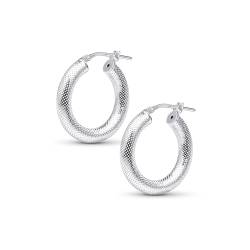 Amberta Damen 925 Sterling Silber Dicke Ohrringe: Texturierte Ohrringe 15 mm von Amberta