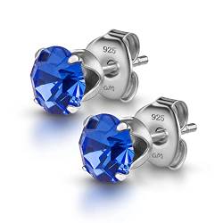 Amberta Damen 925 Sterling Silber Lumini Kristallen Blaue kollektion Ohrstecker: Majestätisch Blau von Amberta