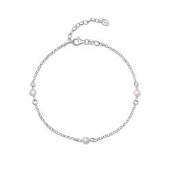 Amberta Damen Fusskette aus 925 Sterling Silber mit Perle: 4-5 mm Perlenkette 25 cm von Amberta