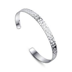 Amberta Damen Gehämmerter Armreif aus 925 Sterling Silber: Silbernes Dünnes Manschette Armband von Amberta