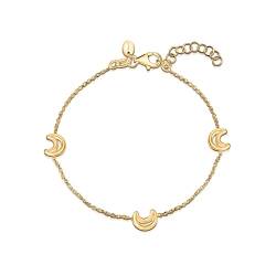 Amberta Damen Himmlisch Armband aus 925 Sterling Silber: 18 Karat Vergoldete Mond Silhouetten Armband von Amberta