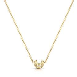 Amberta Damen Himmlisch Halsband aus 925 Sterling Silber: 18 Karat Vergoldete Mond Silhouette Halskette von Amberta