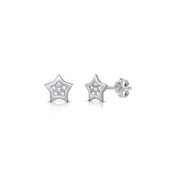 Amberta Damen Himmlisch Ohrstecker aus 925 Sterling Silber: CZ Stern Ohrstecker von Amberta