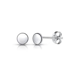 Amberta Damen Minimalistische Ohrstecker aus 925 Sterling Silber: Silberne Ohrstecker mit Abgerundeten Punkten von Amberta