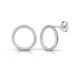 Amberta Damen Minimalistische Ohrstecker aus 925 Sterling Silber: Silberne Ohrstecker mit Großem Umfang von Amberta