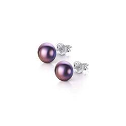 Amberta Damen Ohrringe aus 925 Sterling Silber mit Perlen: 6-7 mm Dunkle Perle von Amberta