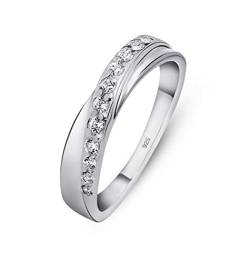 Amberta Damen Ring aus Sterling Silber Gekreutzter Hochzeitsring Zirkonium Steine Spirales Design: Innen Umfang - Größe 48.7 mm von Amberta