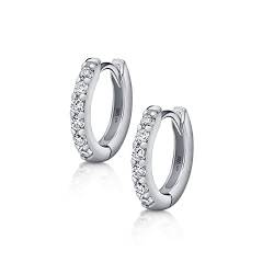 Amberta Damen Ringförmige Ohrringe aus 925 Sterling Silber mit Zirkonia: 12.3 mm Silber von Amberta