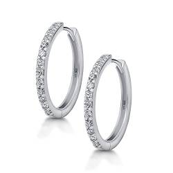 Amberta Damen Ringförmige Ohrringe aus 925 Sterling Silber mit Zirkonia: 20.3 mm Silber von Amberta