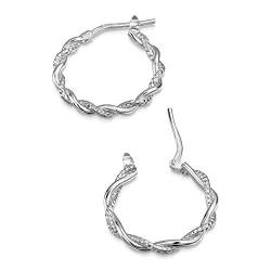 Amberta Damen Ringförmige Ohrringe aus 925 Sterling Silber: Gedrehte Creolen von Amberta