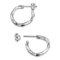 Amberta Damen Ringförmige Ohrringe aus 925 Sterling Silber: Halbe Spirale Creolen von Amberta