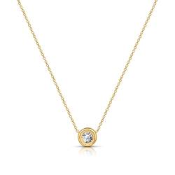 Amberta Damen Solitär Halskette aus 925 Sterling Silber mit AAA Zirkonia: 18 Karat Vergoldetes Silber CZ Simulierte Diamant Halskette von Amberta
