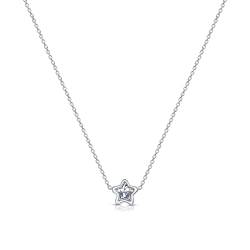 Amberta Damen Solitär Halskette aus 925 Sterling Silber mit AAA Zirkonia: Silber CZ Simulierte Diamant Stern Halskette von Amberta