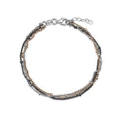 Amberta Echt 925 Sterling Silber - 0.7 mm Rolokette - Armband mit kleinen Kugeln - Mehrschichtig und Mehrfarbig - Länge von 18 bis 20 cm - Einstellbare Größe von Amberta