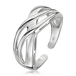 Amberta Echt 925 Sterling Silber - Ring für Damen - Einstellbare Größe - Gekreutzter Band Design - Größe 18 1/4 von Amberta
