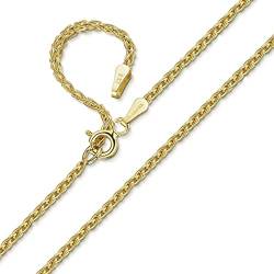 Amberta Echt 9K Gold - 1.2 mm Weizen Kette - Klassische Halskette für Damen und Herren - Länge von 46 cm bis 51 cm - Verstellbar von Amberta