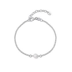 Amberta Frauen 925 Sterling Silber Süßwasser Perlen Armband: Silberne Perlenarmband für Frauen mit 6-7 mm Perle von Amberta