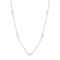 Amberta Frauen 925 Sterling Silber Süßwasser Perlen Halskette: Vergoldete 5-6 mm Perlen Perlenkette von Amberta