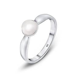 Amberta Frauen 925 Sterling Silber Süßwasser Perlen Ring: Silberringe mit Perle Größe O von Amberta