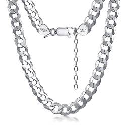 Amberta Herren Panzerkette aus 925 Sterling Silber: Silber Halskette für Männer 7.9 mm 41 cm von Amberta