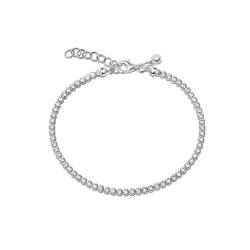 Amberta Lumini Damen 2.4 mm Tennis Armband aus 925 Sterling Silber mit Zirkonia: Silber Armband Karabiner Verschluss von Amberta