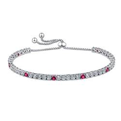 Amberta Lumini Damen 3 mm Tennis Armband aus 925 Sterling Silber mit Zirkonia: Simulierter Rubin von Amberta