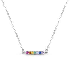 Amberta Lumini Damen Regenbogen Halskette aus 925 Sterling Silber mit Mehrfarbig Kristall: Silber Bunte Kette von Amberta