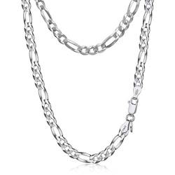 Amberta Unisex flache Figaro Halskette aus 925 Sterling Silber: Breite 0.47 cm Länge 50 cm von Amberta