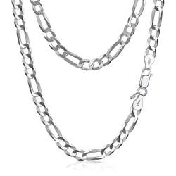 Amberta Unisex flache Figaro Halskette aus 925 Sterling Silber: Breite 0.55 cm Länge 50 cm von Amberta