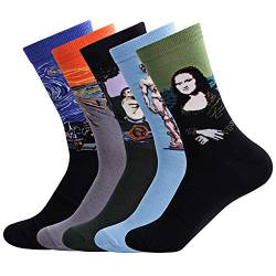 Ambielly Herren Lustig Socken Bunt Baumwolle Neuheit Crew Socken Männer Gemustert Funky Mode Beiläufig Kleid Socken (LB00007C) von Ambielly