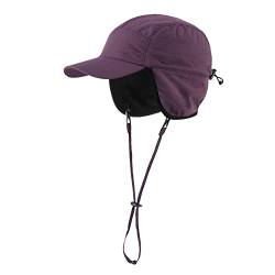 Home Prefer Wasserdichte Herren Wintermützen Warm Fleece Gefüttert Ohrenklappen Baseball Cap, violett, Einheitsgröße von Ambientehome