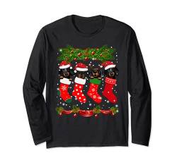 Lustiger Dackel in Socken, Weihnachtspullover Langarmshirt von Ambition Dachshunds in Socks Christmas Sweater
