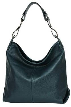 AmbraModa GL033 - Damen echt Ledertasche Handtasche Schultertasche Henkeltasche Beutel (Petrol) von AmbraModa